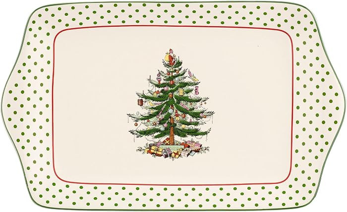 Spode Christmas Tree 12-Inch Polka Dot Dessert Tray - Festive Holiday Serving Platter for Dessert... | Amazon (US)
