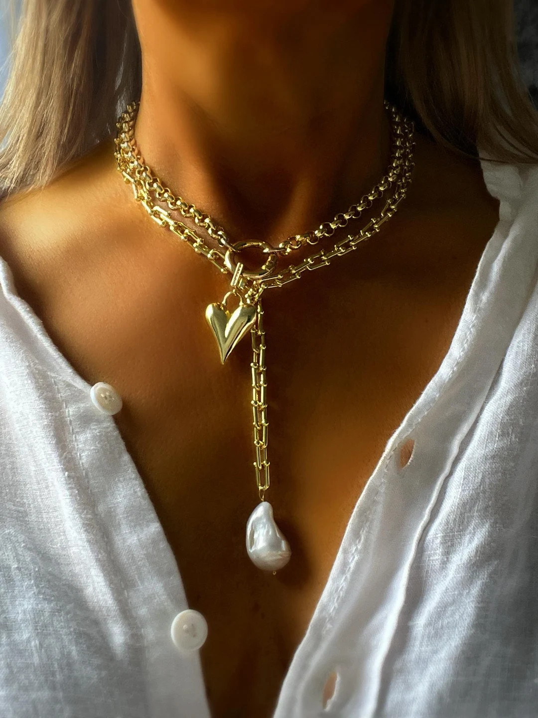 Puffed Heart Necklace, Heart Necklace,gold Heart Necklace,heart Charm Necklace - Etsy | Etsy (US)