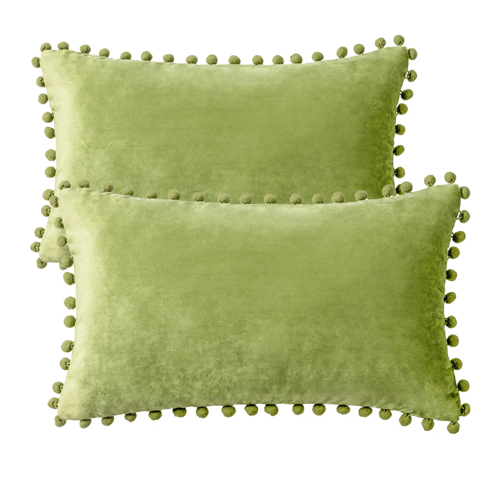 Phantoscope Silky Velvet Series Pom-poms Decorative Throw Pillow (Set of 2) | Wayfair North America
