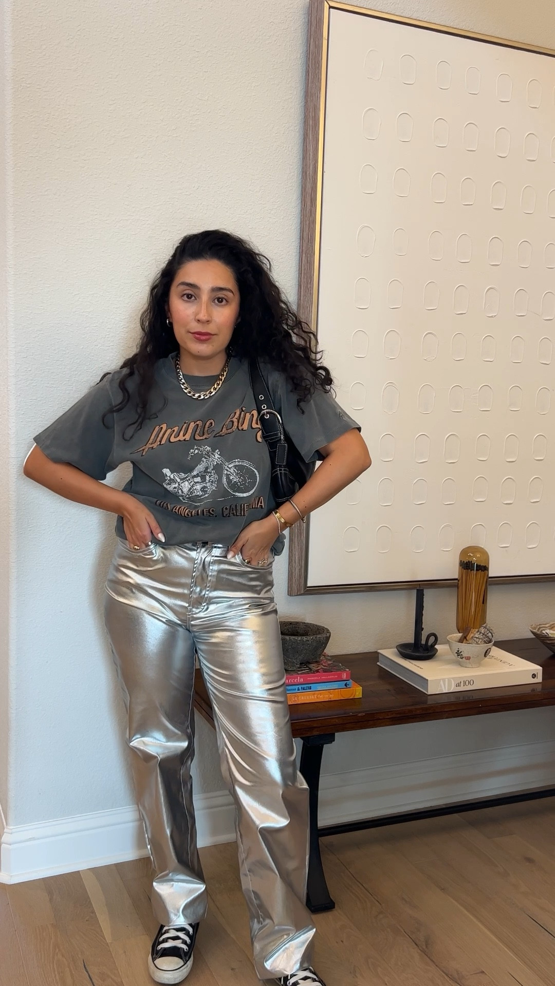 Metallic pants outfit 

#LTKsalealert #LTKstyletip #LTKfindsunder50