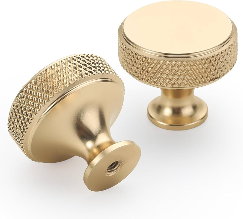9BUILD 10 Pack 1.2 Inch Brushed Gold Cabinet Knobs Knurled Kitchen Cabinet Knobs Gold Drawer Knob... | Amazon (US)