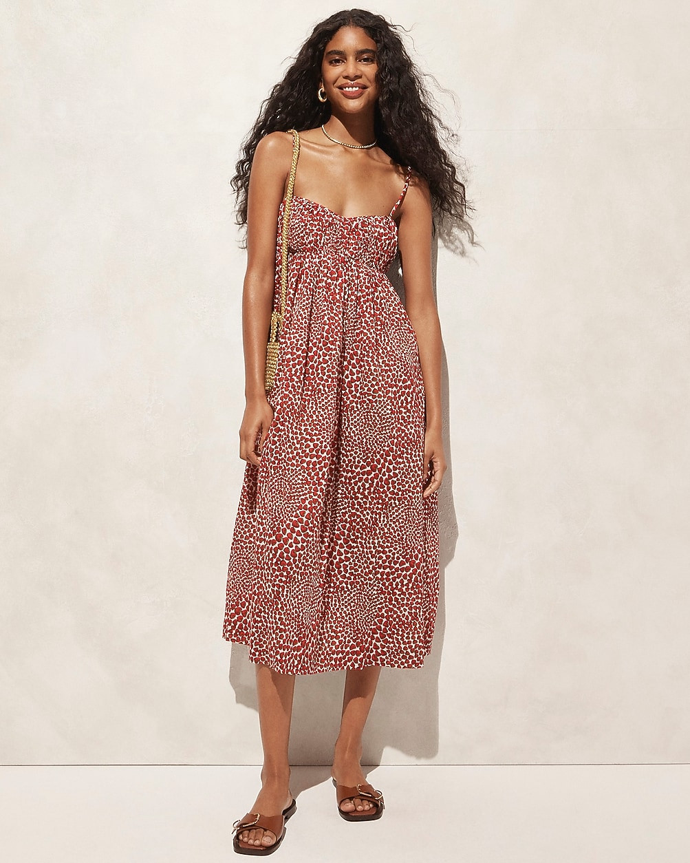 Empire-waist midi dress in strawberry swirl print | J. Crew US