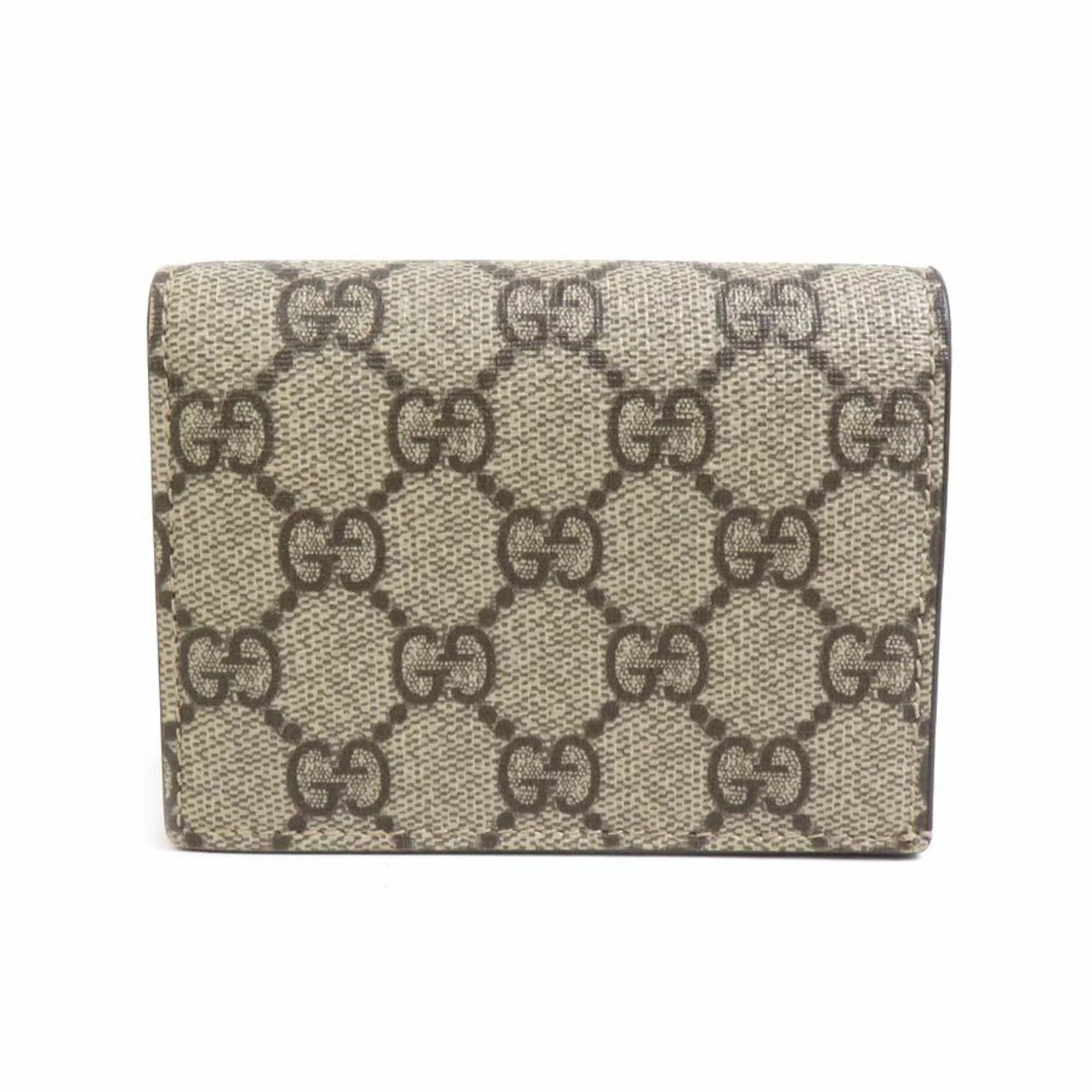Pre-Owned GUCCI Bi-fold wallet GG Supreme canvas beige brown unisex 508757 e58495 (Good) | Walmart (US)