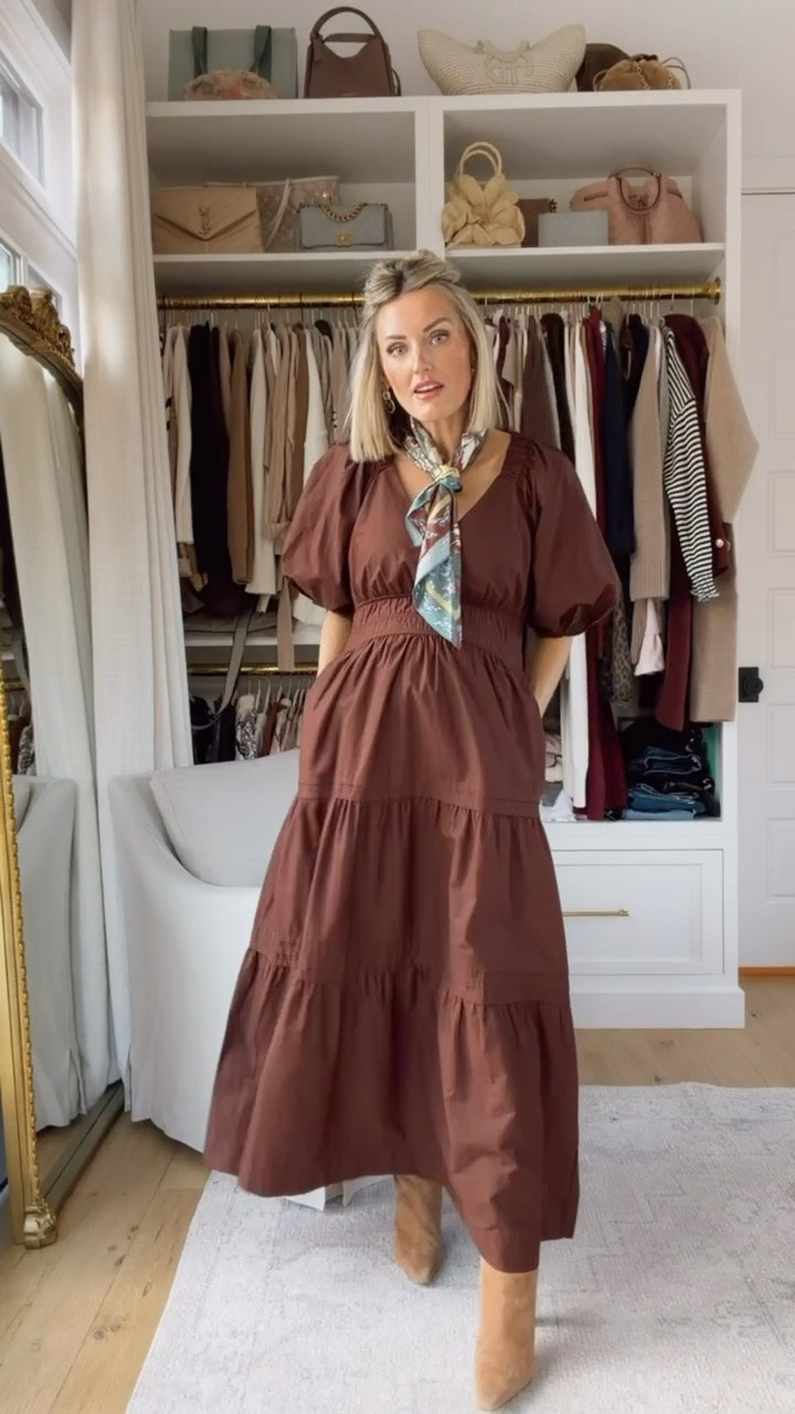 I love the way this dress fits - nice v-neck with puffy sleeves & maxi length! I’ve been loving this brown color! Wearing S to accommodate the bump. 

Loverly Grey, Anthropologie, brown dress, maxi dress, winter fashion, winter outfit ideas 

#LTKBump #LTKootd #LTKSeasonal