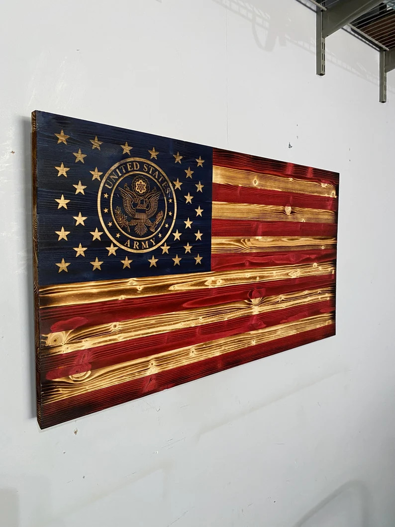 Handcrafted Wood American Flag Rustic Flag Wood Flag Wooden - Etsy | Etsy (US)