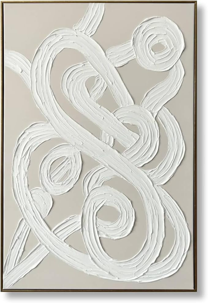 Colleen Karis Designs Tonal Plaster Loops Artwork 24x26x1.5 inches, Tan, White | Amazon (US)