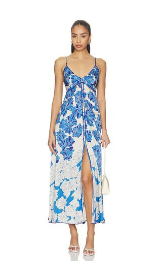 Poupette St Barth Denise Long Dress in Blue,Cream. - size L | Revolve Clothing (Global)