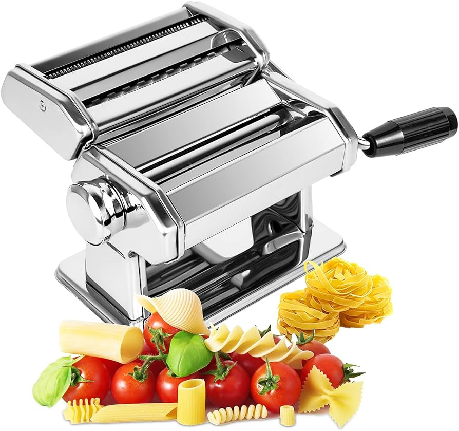 Pasta Maker Machine - Heavy Duty Steel Construction - 150 Roller with Pasta Cutter - 7 Adjustable... | Amazon (US)