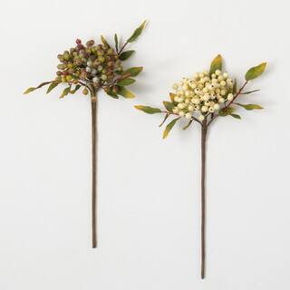SULLIVANS Artificial 14 in. Green Neutral Berry Pick - (Set of 2) 23100BP - The Home Depot | The Home Depot