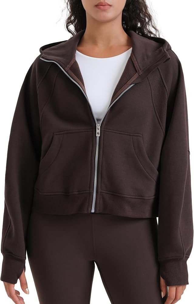 Colorfulkoala Women's Fleece Lined Oversized Hoodies Full-Zip Casual Workout Sweatshirts with Thu... | Amazon (US)