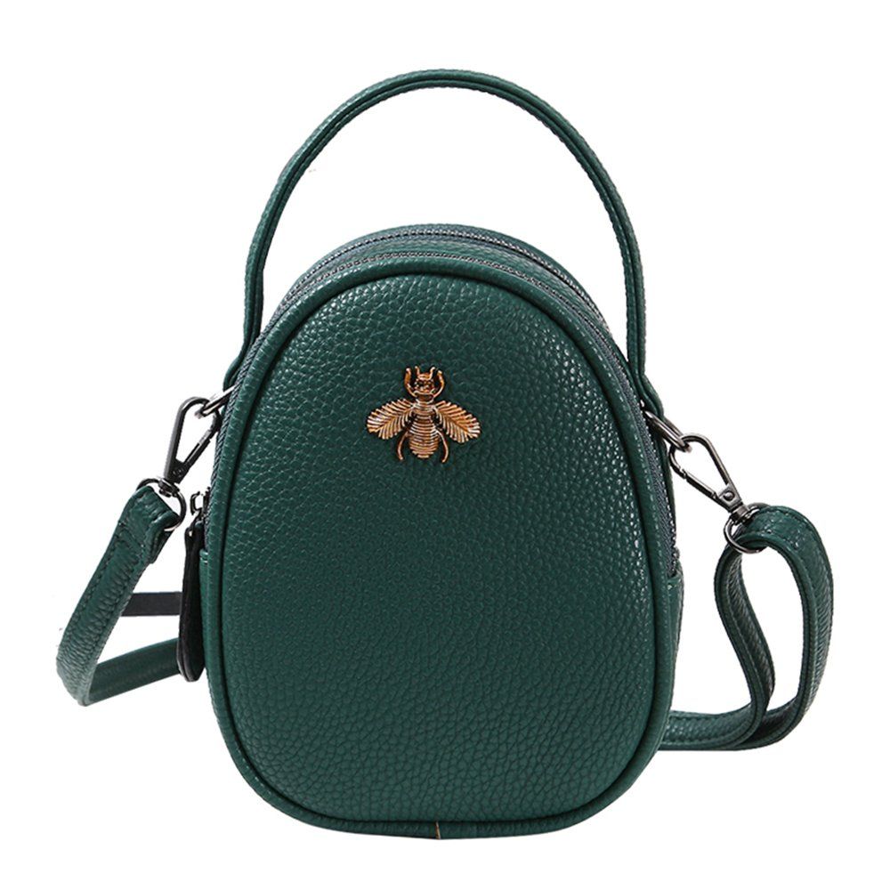 Olyphy Genuine Leather Small Shoulder Bag for Women, Mini Bee Cross Body Purse Round Handbag | Amazon (US)