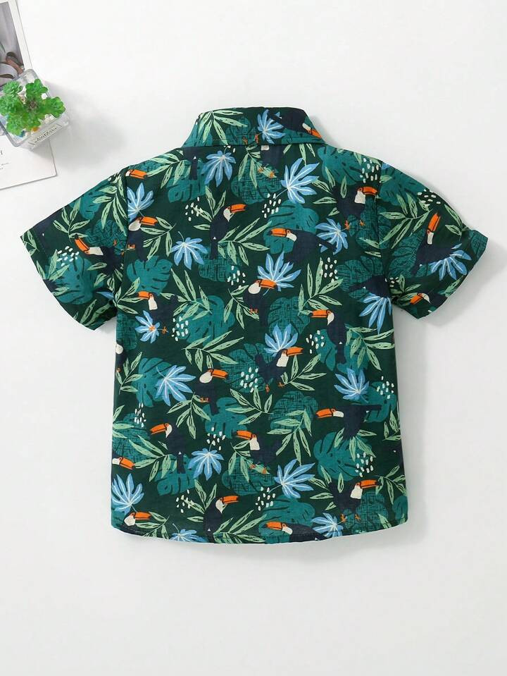 Young Boy's Plant Printed Short Sleeve Shirt | SHEIN