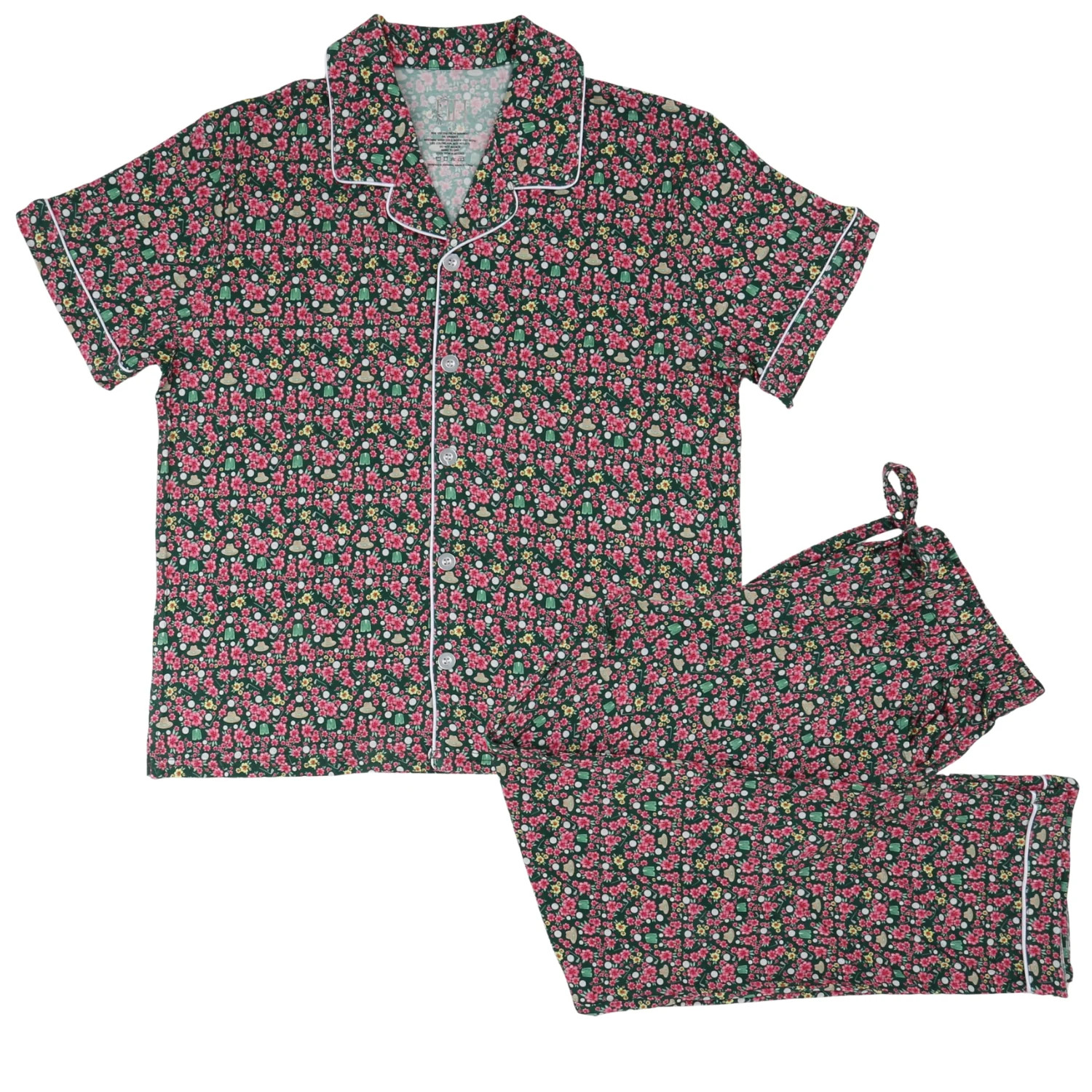 Womens Azalea Button Down Short Sleeve Bamboo Loungewear Set | Hamner Hill