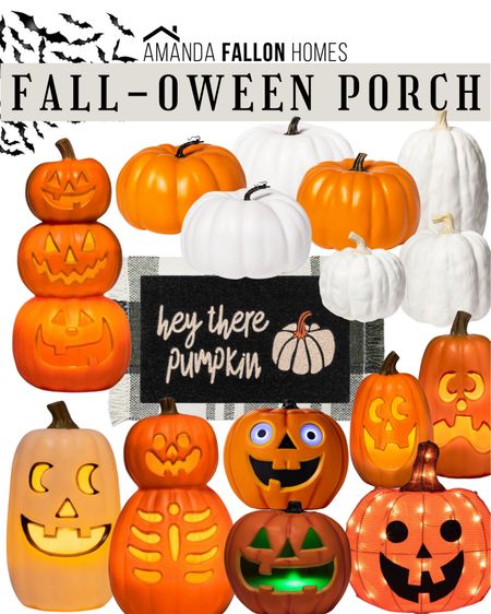Cute pumpkin decor for your Fall and Halloween front porch! Keep it classic with pumpkins for Fall, & just add some light-up jack-o-lanterns in the mix for Halloween! 🎃

#fallporch #halloweendecor #halloweenporch #outdoorhalloween #target #targethome

#LTKhome #LTKSeasonal #LTKHalloween