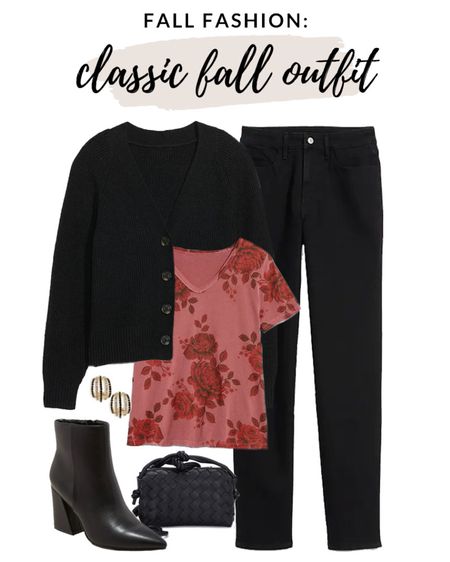 Classic fall outfit idea! Love this floral tee and paired with a cozy cardigan, it’s the perfect casual outfit this season! 

#fallfashion 

Fall floral tee. Layering tshirt for fall. Cozy black cardigan. Black straight jeans. Black boots under $100. Amazon handbag. Black woven crossbody  

#LTKstyletip #LTKfindsunder100 #LTKSeasonal