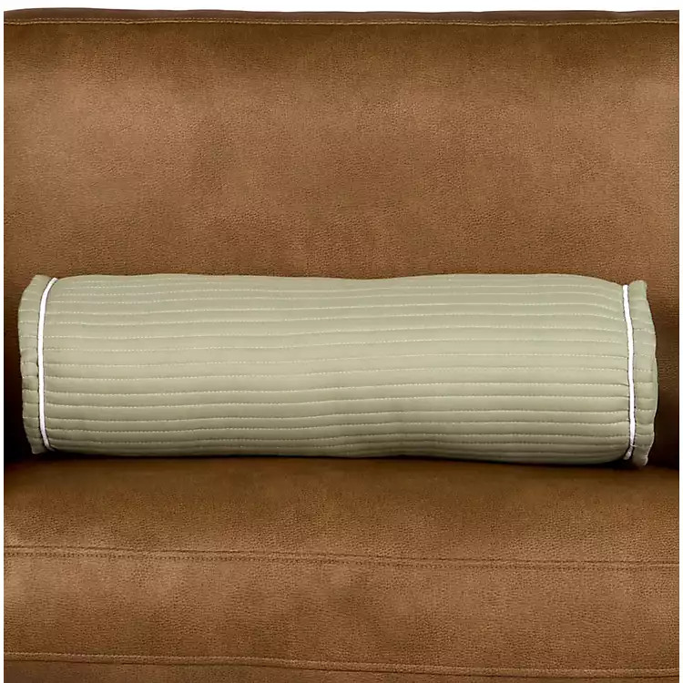 Sage Quilted Bolster Pillow | Kirklands