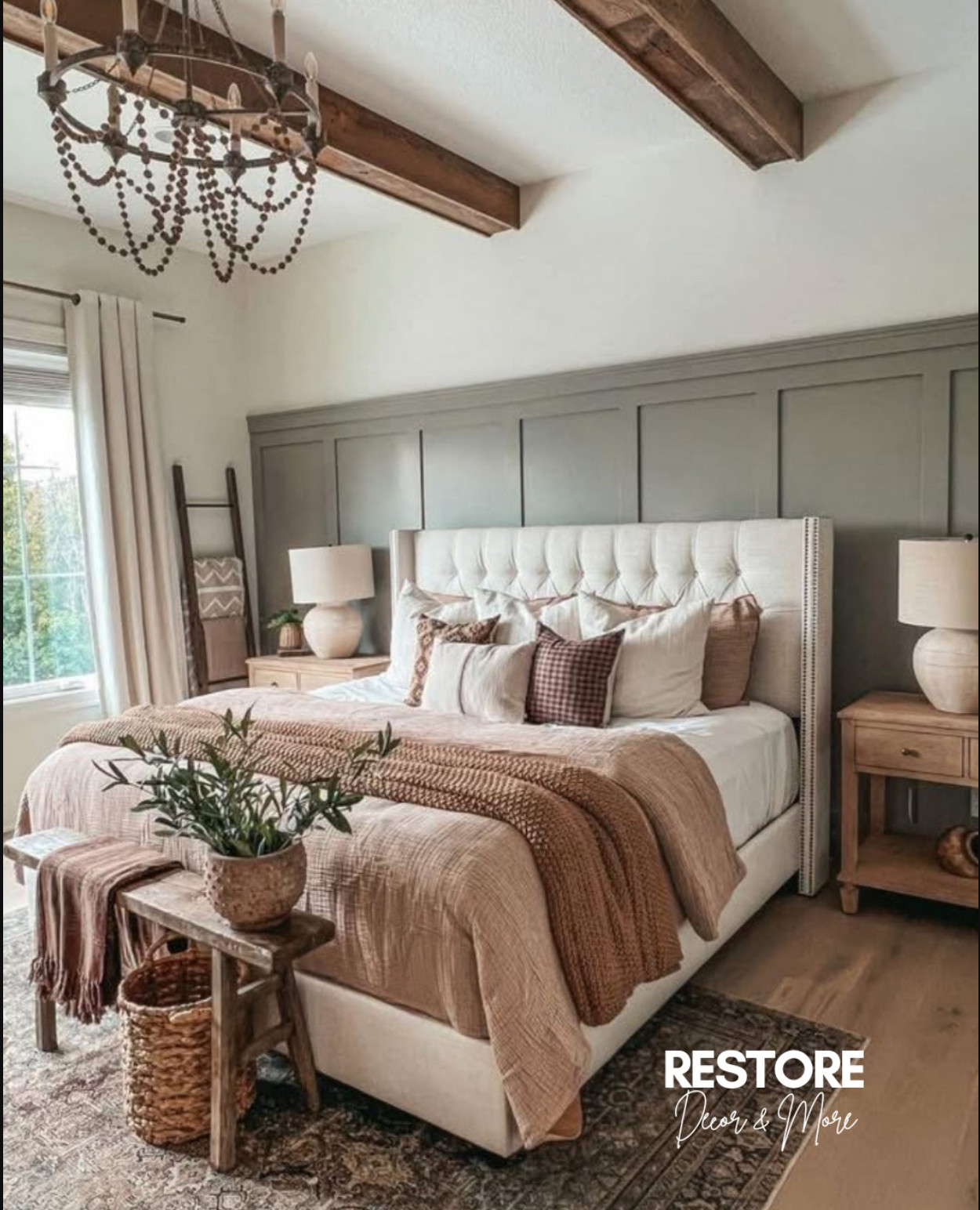 Looking to bring warm, modern farmhouse charm into your bedroom? This cozy bedroom setup is a perfect blend of earthy textures and neutral tones. Featuring a tufted upholstered bed, sage green board and batten accent wall, warm wood nightstands, and a mix of throw pillows and knit blankets, this space feels layered, serene, and timeless. The beaded chandelier and wood ceiling beams add just the right amount of rustic elegance. Everything from the jute basket and vintage-style rug to the linen curtains and rustic bench brings in that curated yet lived-in look.


#tuftedbed #upholsteredbed #boardandbatten #modernfarmhousebedroom #bedroombench #beadedchandelier #neutralbedroomdecor #throwpillows #bedroomstyling #earthtones #farmhousestyle #cozybedroom #vintagerug #linenbedding #nightstandstyling #bedroominspo #bedroomideas #woodceilingbeams #bohobedroomdecor #masterbedroomdesign #bedroomlighting #rusticbench #pampasdecor #farmhousebedroomideas #ltkbedding #ltkhome #bedroomgoals #homedecorinspo #interiordesignideas 

 

#LTKHome #LTKFindsUnder50 #LTKFindsUnder100