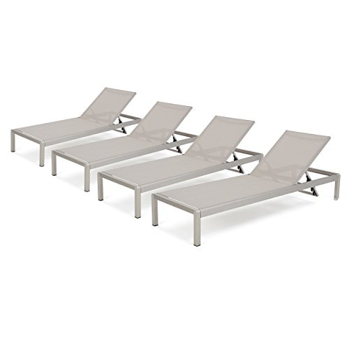 Christopher Knight Home Cape Coral Outdoor Mesh Chaise Lounges, 4-Pcs Set, Grey | Amazon (US)