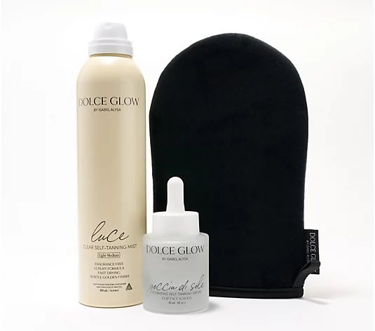 Dolce Glow Luce Clear Tanning Mist & Tanning Drops with Glove - QVC.com | QVC