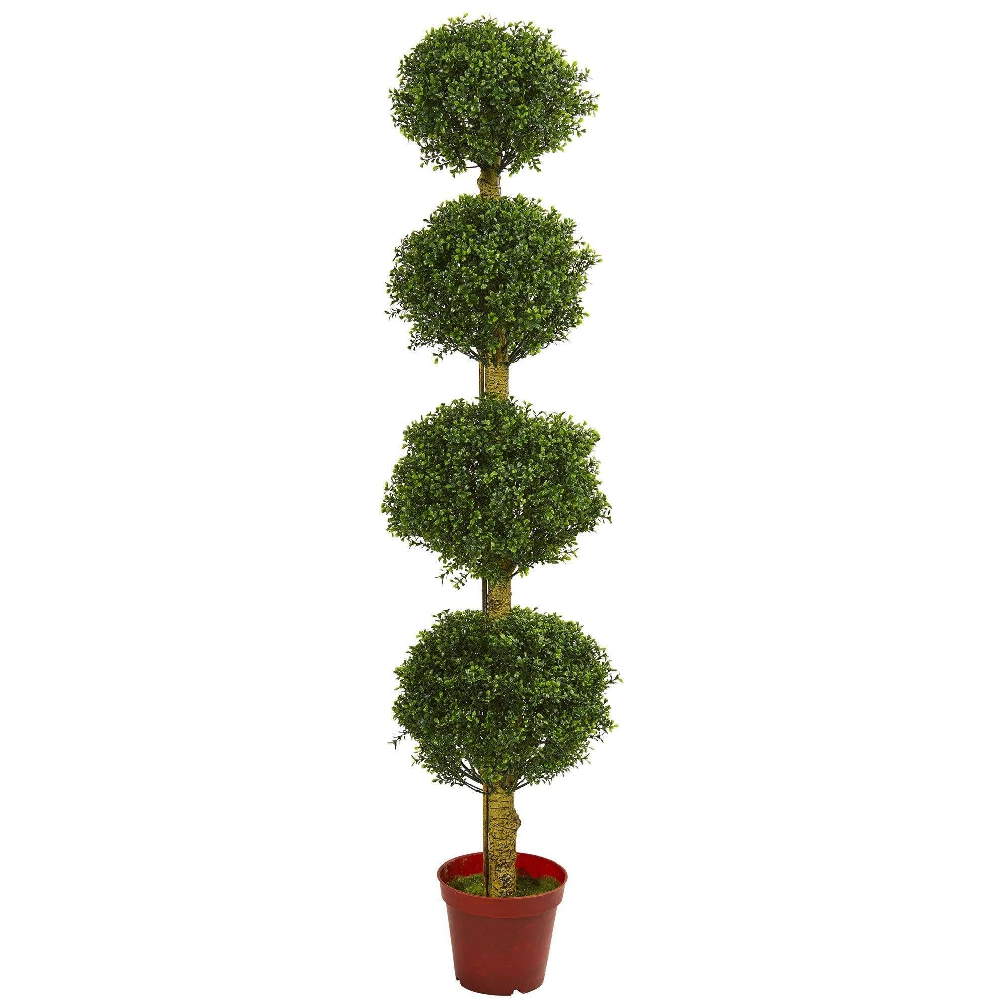 6’ Four Tier Boxwood Artificial Topiary Tree UV Resistant (Indoor/Outdoor) | Nearly Natural | Nearly Natural