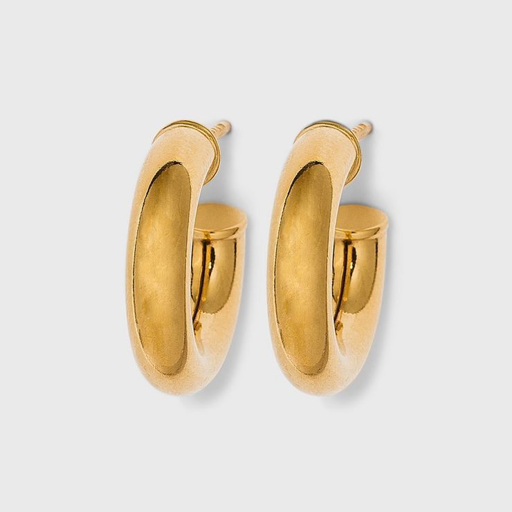 14K Gold Plated Tube Hoop Post Drop Earrings - A New Day™ | Target