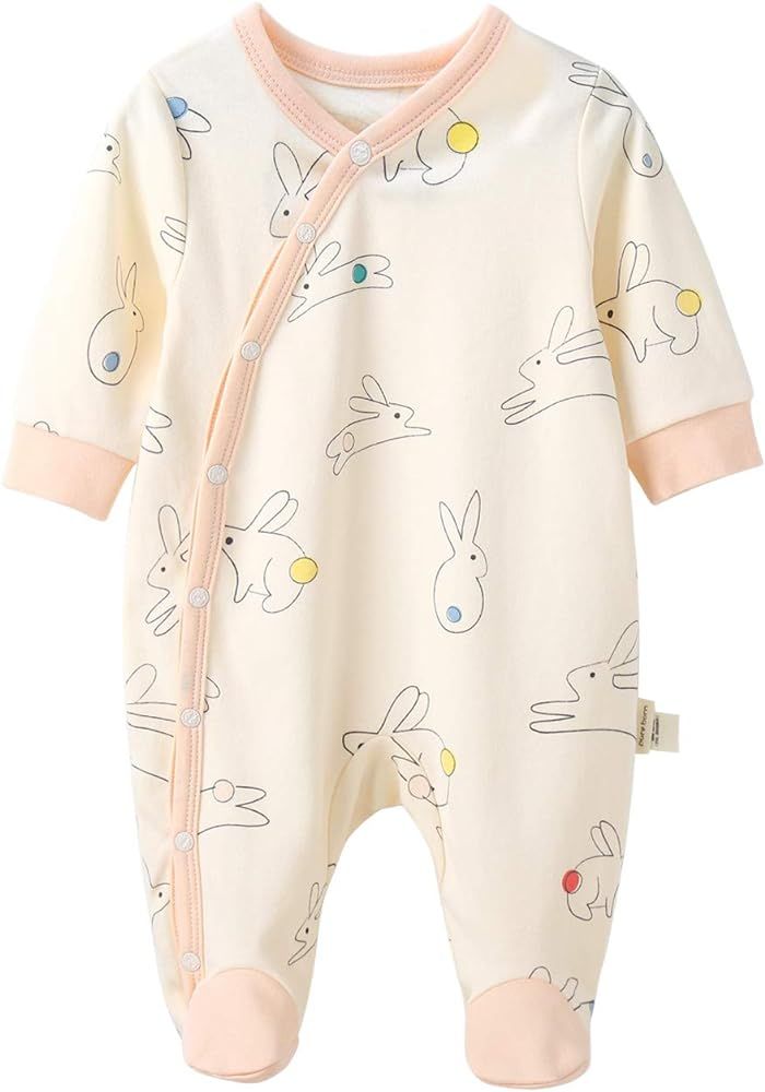 pureborn Newborn Baby Girl Boy Footie Footed Jumpsuit Pajamas Cotton Sleep and Play | Amazon (US)