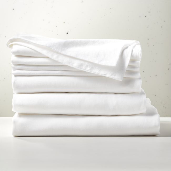 Classic European Linen White Queen Bedding Set | CB2