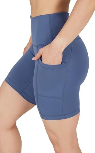 Yogalicious Womens High Waisted Biker Shorts Workout Running Spandex Yoga Shorts 3.5", 5", 7", 9" - Gray Blue 7" - XS | Amazon (US)