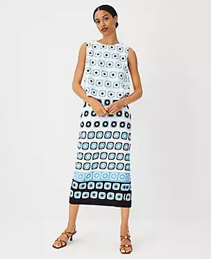 Geo Border Linen Blend Midi Pencil Skirt | Ann Taylor (US)