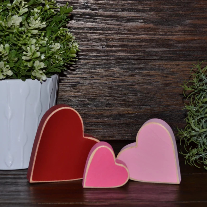 Valentine's Day Decor Personalized Wood Heart Block Love | Etsy | Etsy (US)