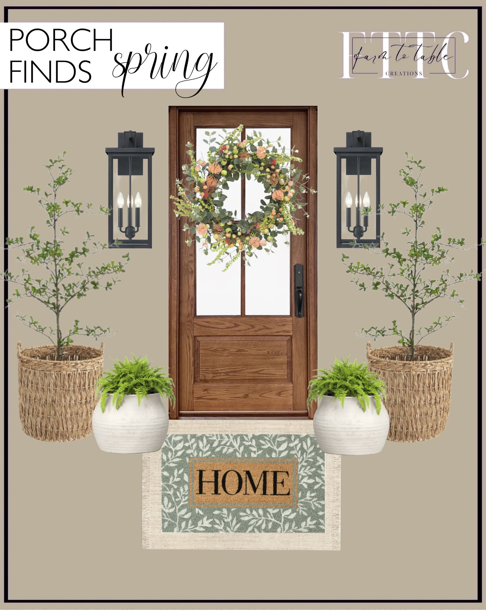 Spring Porch Finds.  Follow @farmtotablecreations on Instagram for more inspiration.

Nuloom Daniela Farmhouse Chunky Jute Indoor Area Rug. Outdoor Wall Sconce Lantern Light. Amazon Spring Wreath. Tall Wicker Storage Basket. Sun Bleached Indoor Outdoor Planter. Front Door Mat. Olive Tree and planter. Outdoor faux ferns  

Spring Porch Finds | Spring Artwork | Framed Art | Console Table | Dining Room | Dining Room Artwork | Bathroom Finds | Bedroom Finds | Bedroom Furniture | nightstands | Home Decor| Fireplace Decor | Spring Refresh |  Bedroom Finds | Neutral Stems | Spring Stems | Bookshelf Decor | Bedroom Space | Cozy  Corner | Bathroom | Curated Entryway | Spring  Decor | End of Year Clearance | Trending Decor | Viral Decor  | Coffee Table Decor | Neutral Decor | Fall Stem Sale | Target Finds | Skinny Bench | Bedroom | Living Room | Breakfast Nook | Amazon Home | Target Sale | Loloi Rugs | Magnolia Home | console table | console table styling | faux stems | entryway space | front porch decor | neutral decor | entryway decor | cozy home | affordable decor |  home decor | home inspiration | console styling | entryway rug | cozy moody home | moody home decor | neutral home | bathroom decor | living room | spring decor | Hearth & Hand | Studio McGee | 2025 Home Trends | trending home | Crate&Barrel 




#LTKSaleAlert #LTKHome #LTKSeasonal
