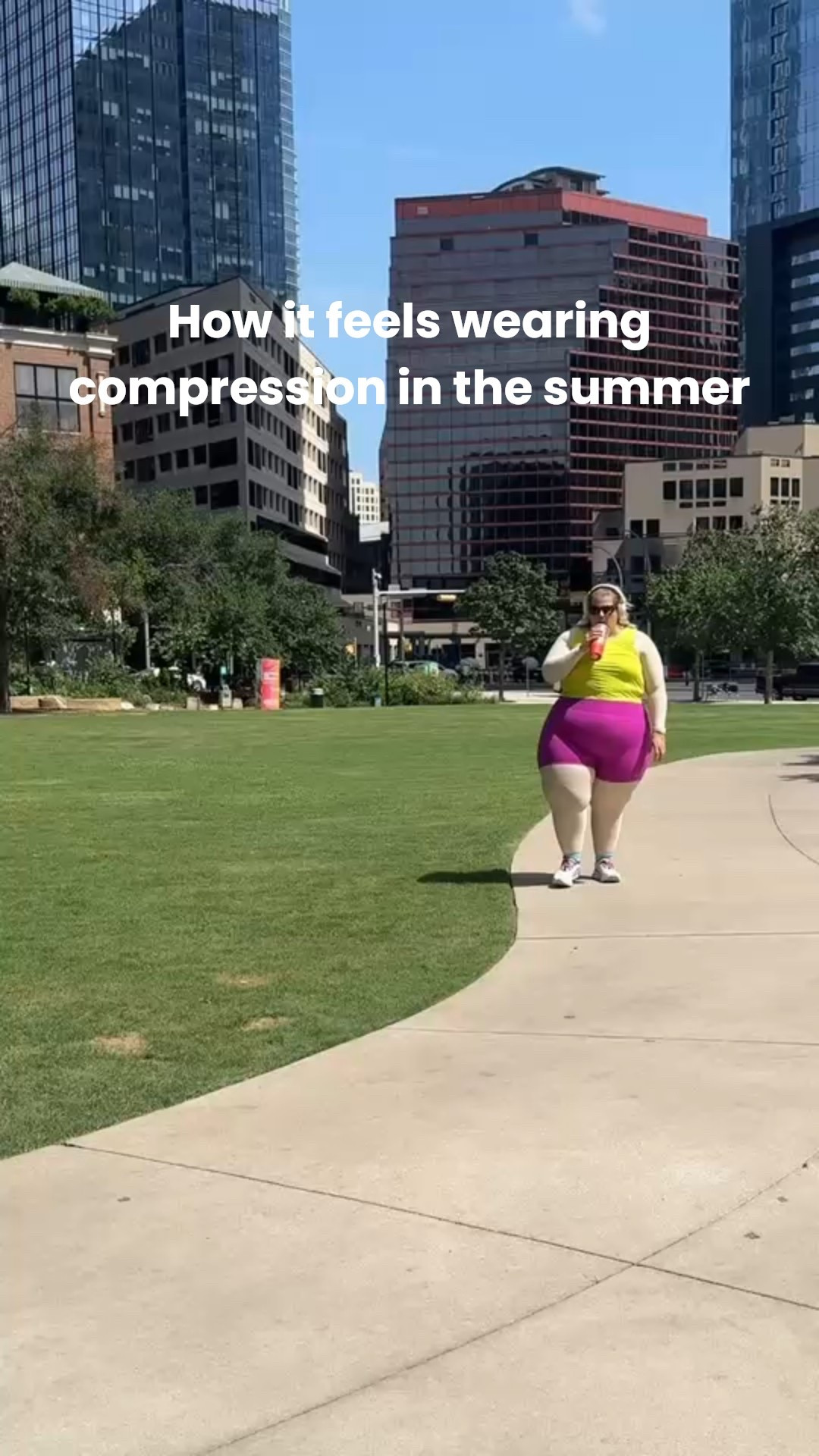 The number one question I get asked - Is wearing compression in the summer hot? The answer is YES, yes it is. It sucks, but I do it anyway because that's what's best for my body. Sometimes the best choices for us are not the most comfortable ones - and that's just life - but I know by wearing compression now I'm going to feel so much better later. So a little temporary discomfort is worth it. Plus, you know I am not going to avoid the sun during summer just because of some compression! #positivevibes #compression #lipedema 

#LTKActive #LTKPlusSize #LTKItBag