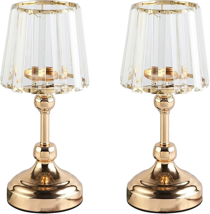 2PCS Crystal Candle Holders 11 Inch - Glistening Candle Holders Decor with Sturdy Base, Elegant S... | Amazon (US)
