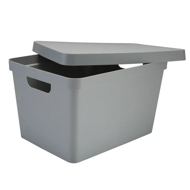 Simplify Large Vinto Storage Box with Lid in Grey Polypropylene - Walmart.com | Walmart (US)