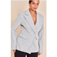 Shape Charcoal Wool Look Cinched Waist Blazer | PrettyLittleThing UK