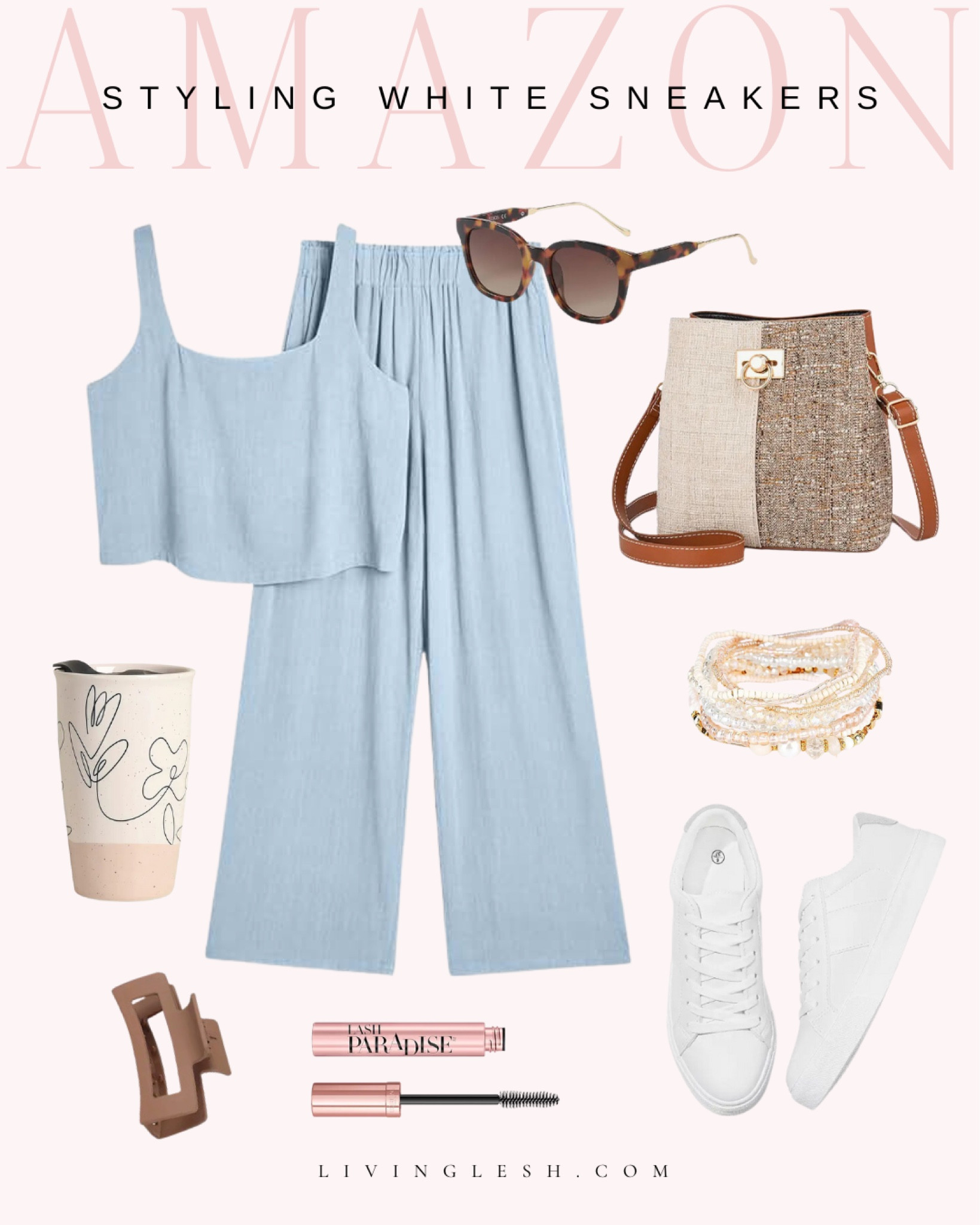 Amazon finds | Amazon fashion | Amazon outfit | Matching set | White sneakers | Casual outfit | Casual style | Summer outfit | Street style | Mascara | Hair clip | Sunglasses | Travel mug | Bracelets

#LTKShoeCrush #LTKStyleTip #LTKFindsUnder50