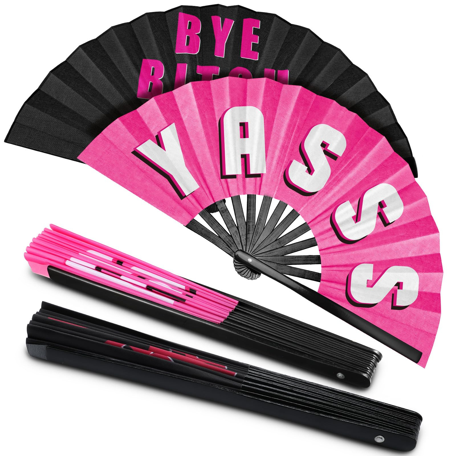 Amyhill 2 Packs Large Rave Fan Folding Hand festival Bamboo Chinese iconic fan with Voice for Men... | Amazon (US)