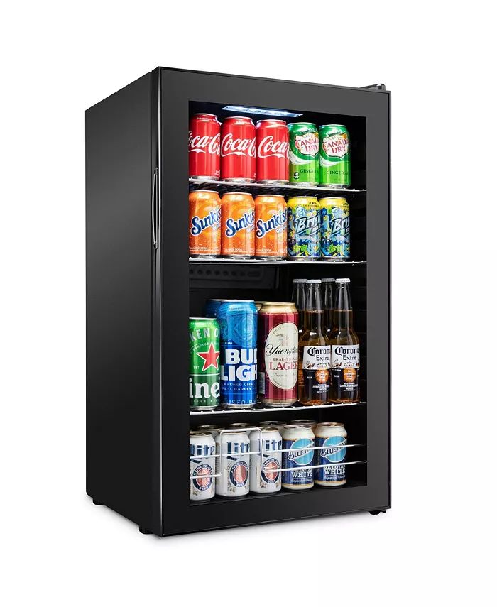 126 Can Small Refrigerator and Mini Bar Beverage Cooler, Black | Macys (US)