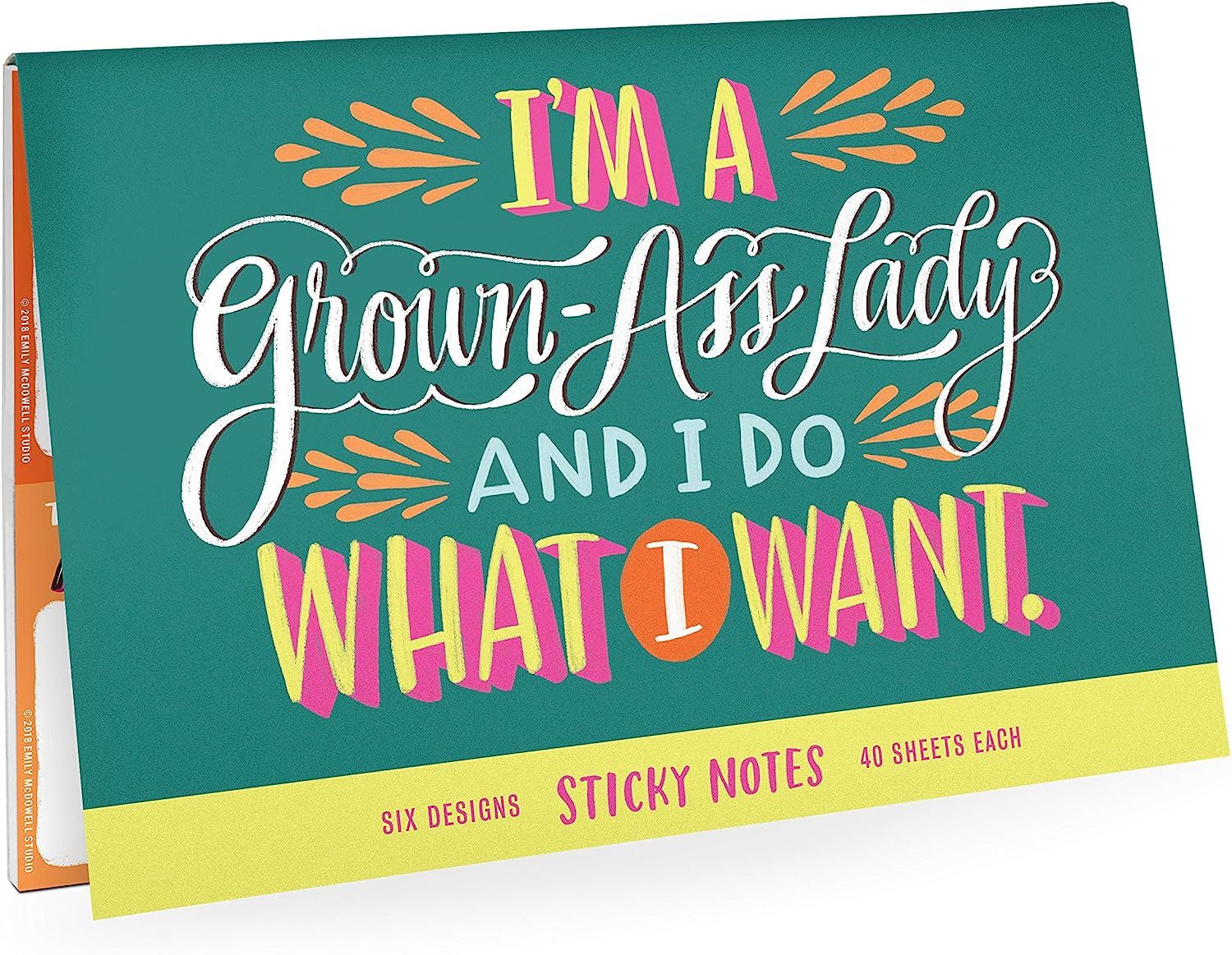 Em & Friends Grown-Ass Lady Sticky Note Packet, 6 Sticky Note Pads Set, 2.75 x 2.75-Inches and 40... | Amazon (US)