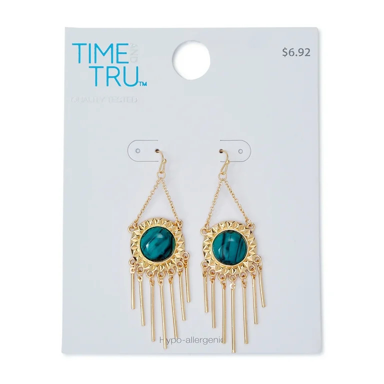 Time and Tru Women's Green Fringe Earrings - Walmart.com | Walmart (US)