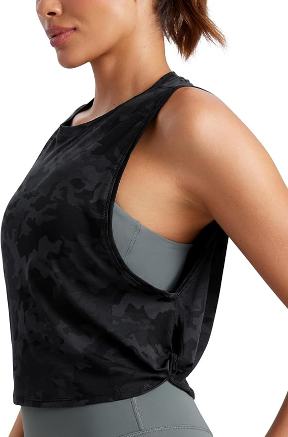CRZ YOGA Pima Cotton Cropped Workout Tank Tops for Women - Sleeveless Sports Athletic Yoga Runnin... | Amazon (US)