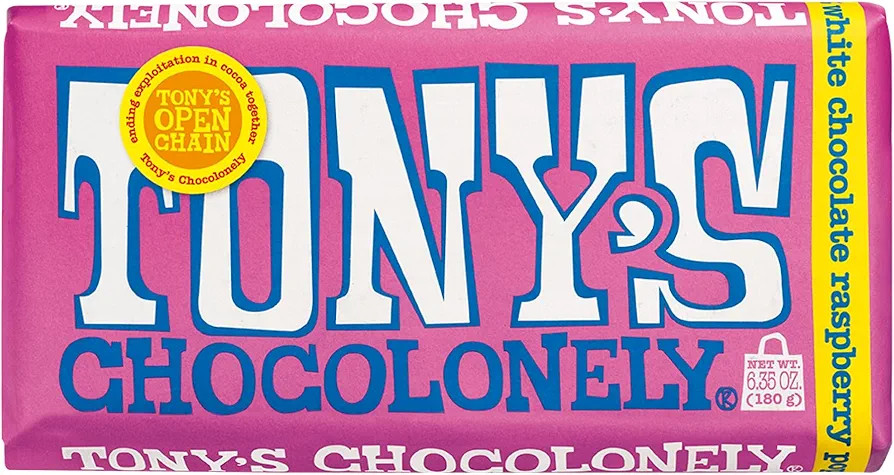 Tony’s Chocolonely Belgian White Chocolate Raspberry Candy Bar With Popping Candy, Chocolate Ba... | Amazon (US)
