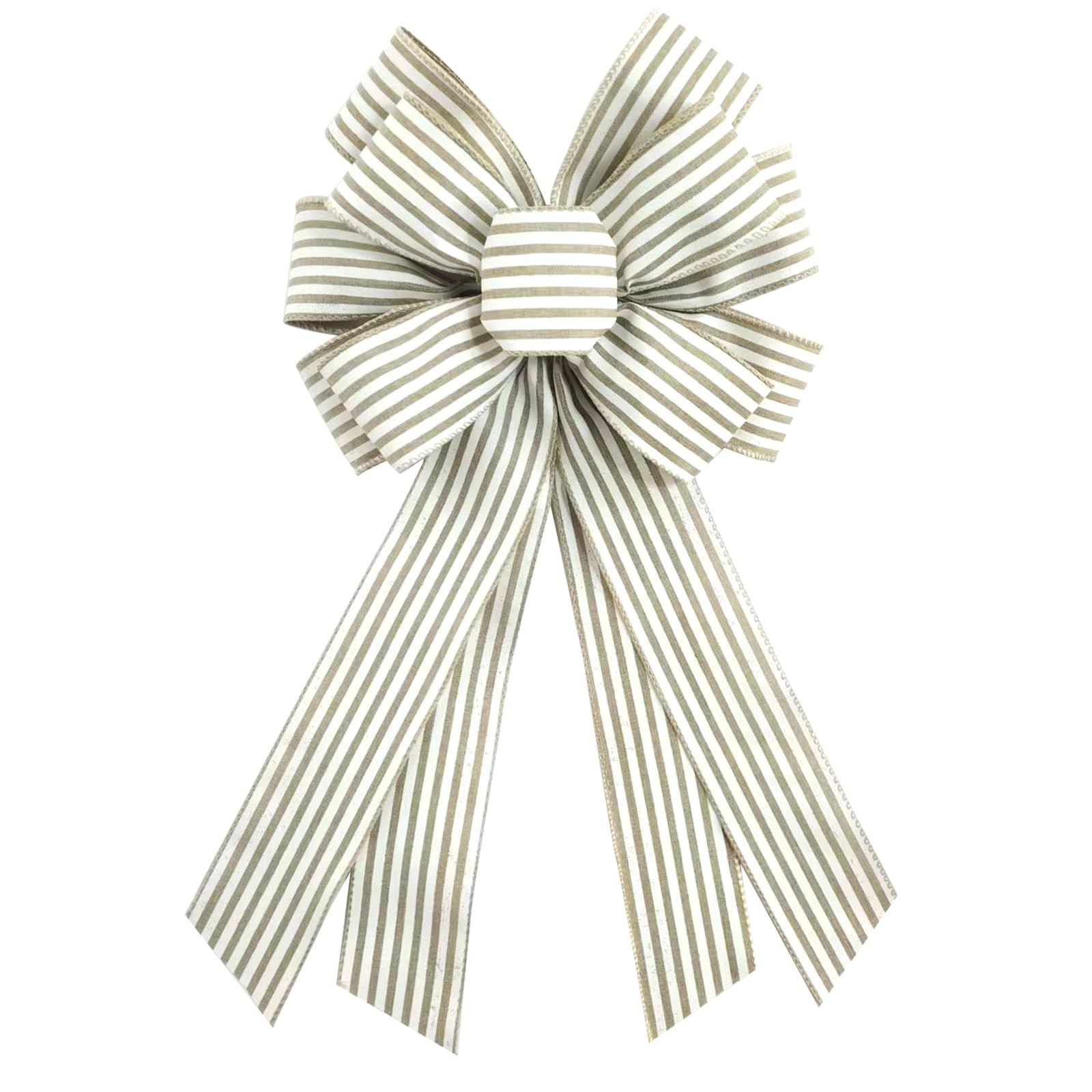 Natural Burlap Wreath Bow 20 x 11 Inches Easter Bows Light Khaki Stripes Ribbon Bow Carnival Farm... | Amazon (US)