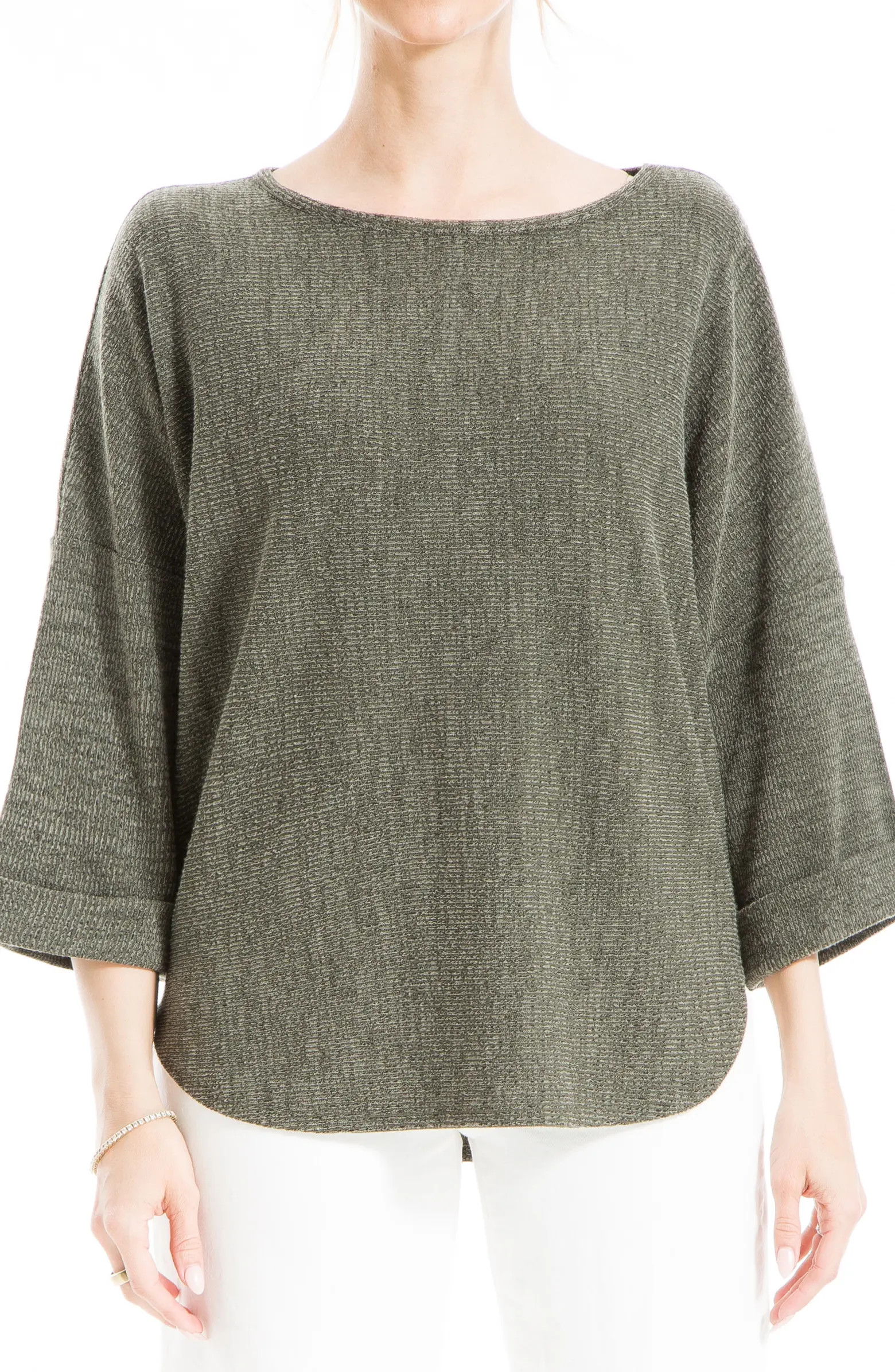 Ribbed 3/4 Sleeve Tunic Top | Nordstrom Rack