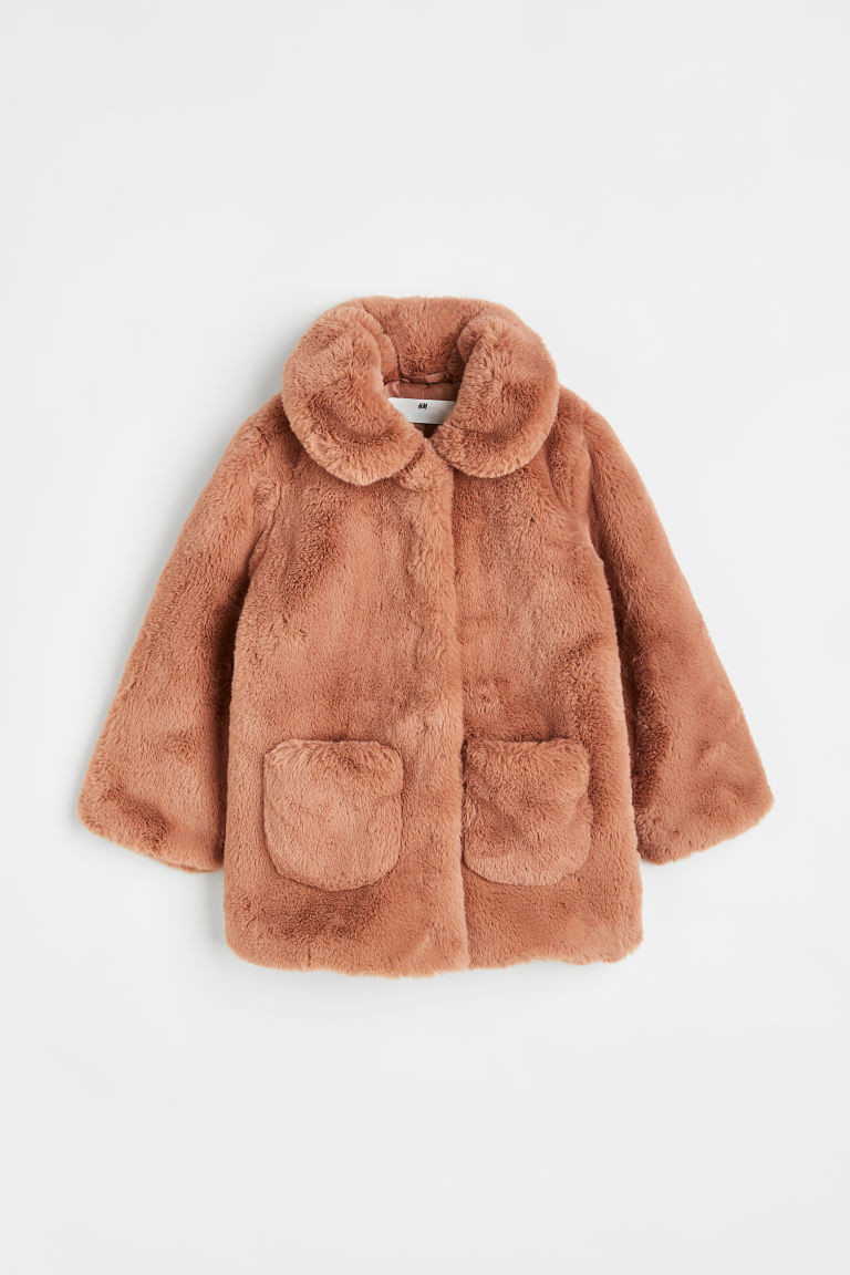 H & M - Fluffy Jacket with Collar - Orange | H&M (US + CA)