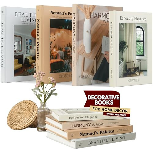 Decorative Books for Home Decor with Blank Pages Hardcovers Aesthetic Coffee Table Decor Living Room Stylish Faux Book Set Modern Design Elegant Large Fake Books for Entryway Table Bookshelf Mantle | Amazon (US)