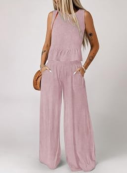 Dokotoo Pants Sets Women 2 Piece Outfits Sleeveless Round Neck Tank Tops Matching Sets for Women ... | Amazon (US)