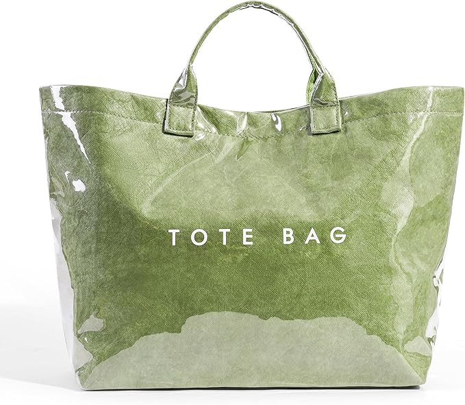 Lushandy PVC Tote Bag Women's Plastic Tote Purse Large Letters Print Hobo Handbag for Work, Beach... | Amazon (US)