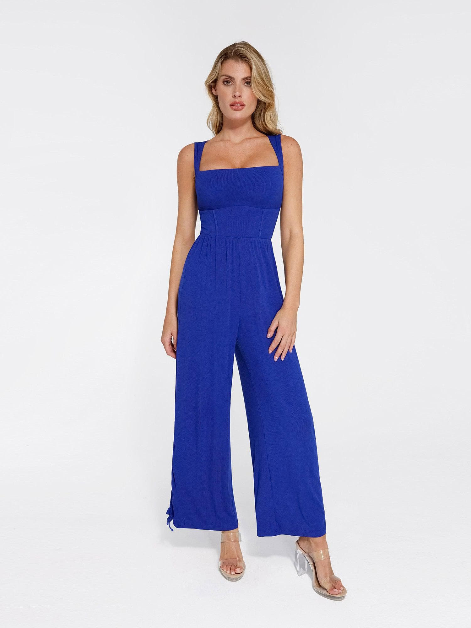 Shapewear Modal Square Neck Tummy Control Wide Leg Jumpsuit | Popilush