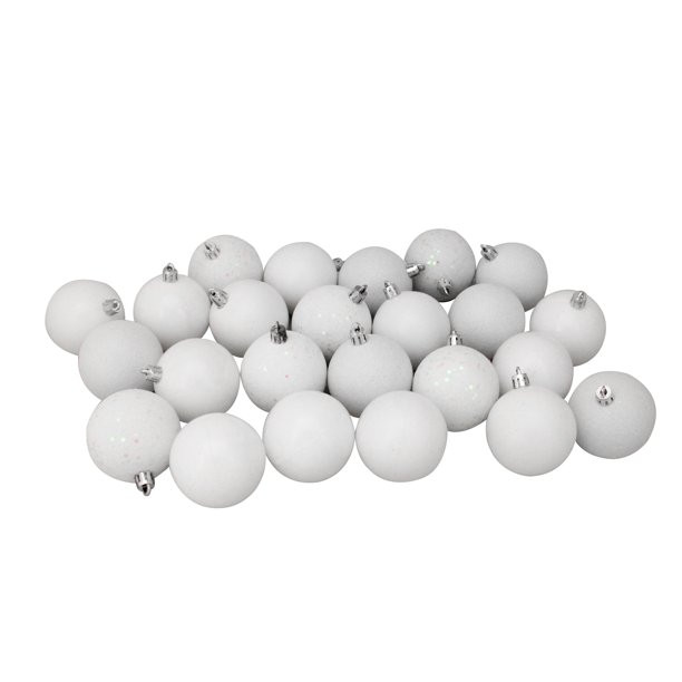 Northlight 24ct Shatterproof 4-Finish Christmas Ball Ornament Set 2.5" - White - Walmart.com | Walmart (US)